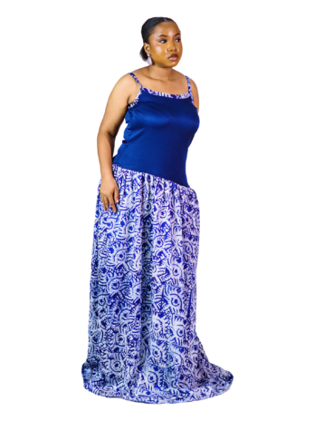 Omoge Spagetti Adire Crepe Dress